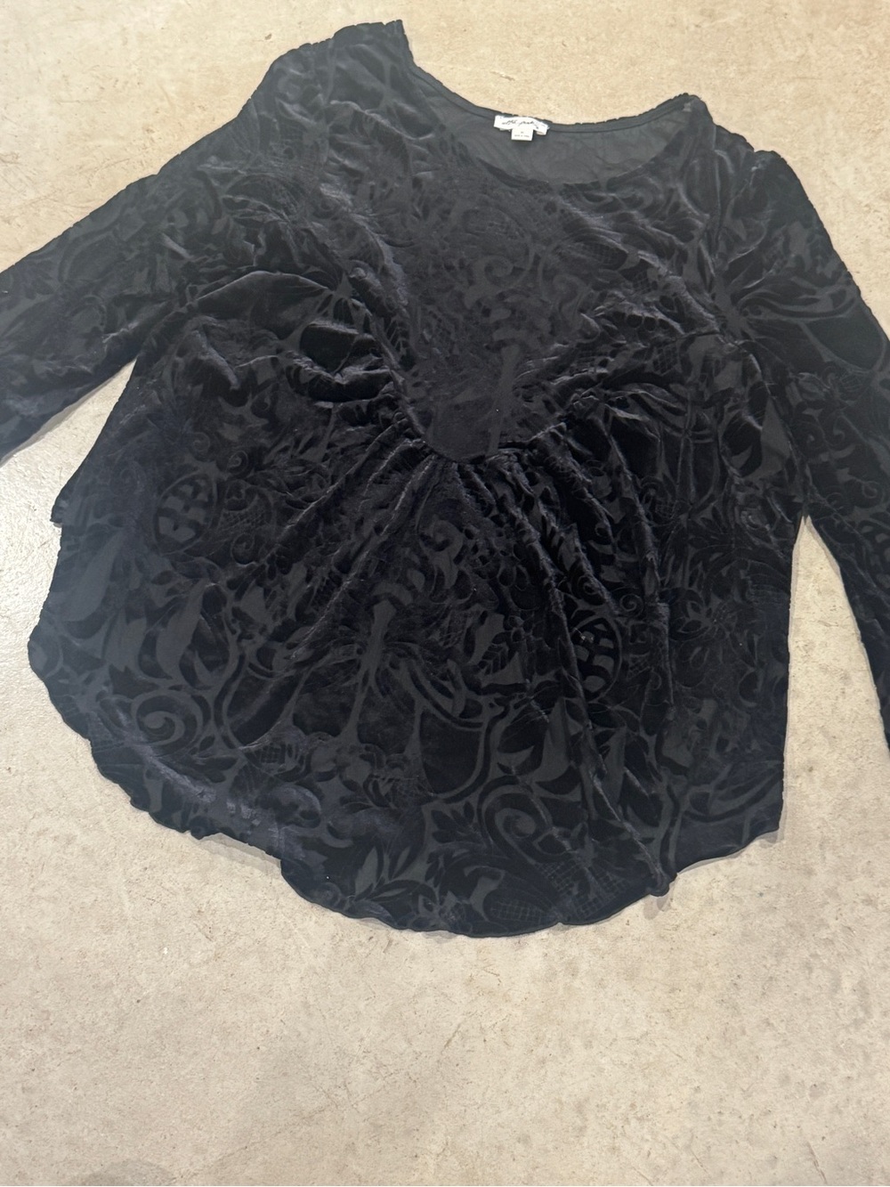 Black Velvet Burnout Long-Sleeve Women's Top